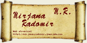 Mirjana Radomir vizit kartica